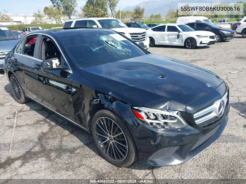 2019 Mercedes-Benz C 300 VIN: 55SWF8DB6KU300616 Lot: 40043322