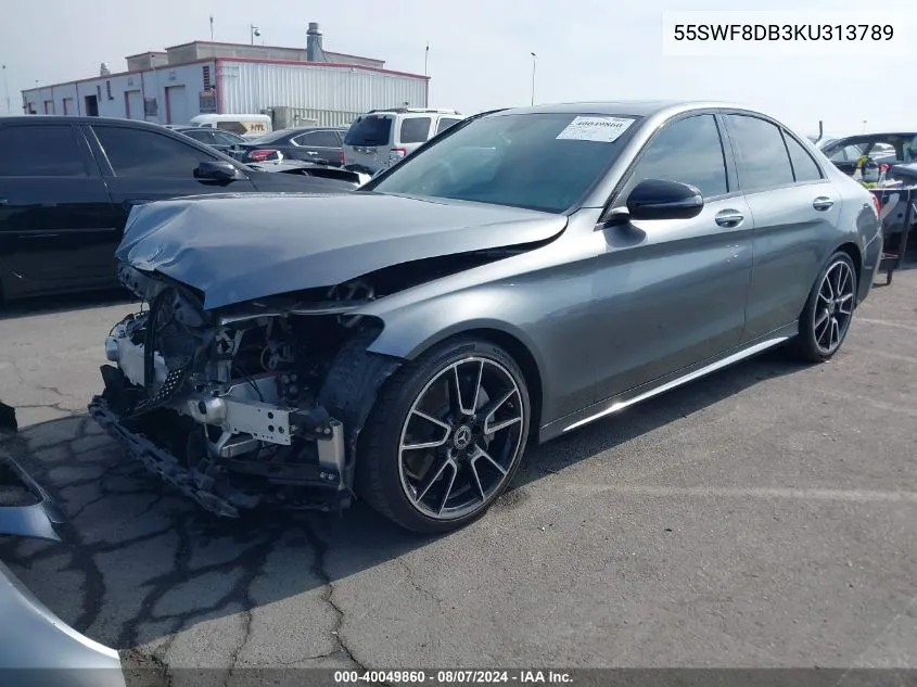 2019 Mercedes-Benz C 300 VIN: 55SWF8DB3KU313789 Lot: 40049860