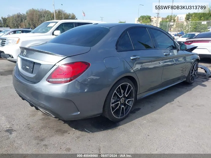 2019 Mercedes-Benz C 300 VIN: 55SWF8DB3KU313789 Lot: 40049860