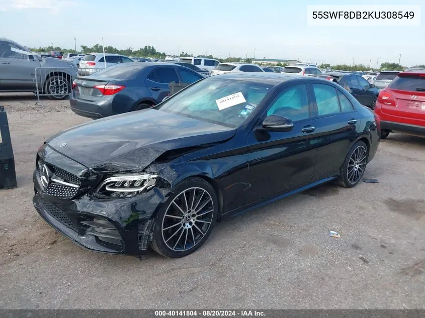 2019 Mercedes-Benz C 300 VIN: 55SWF8DB2KU308549 Lot: 40141804