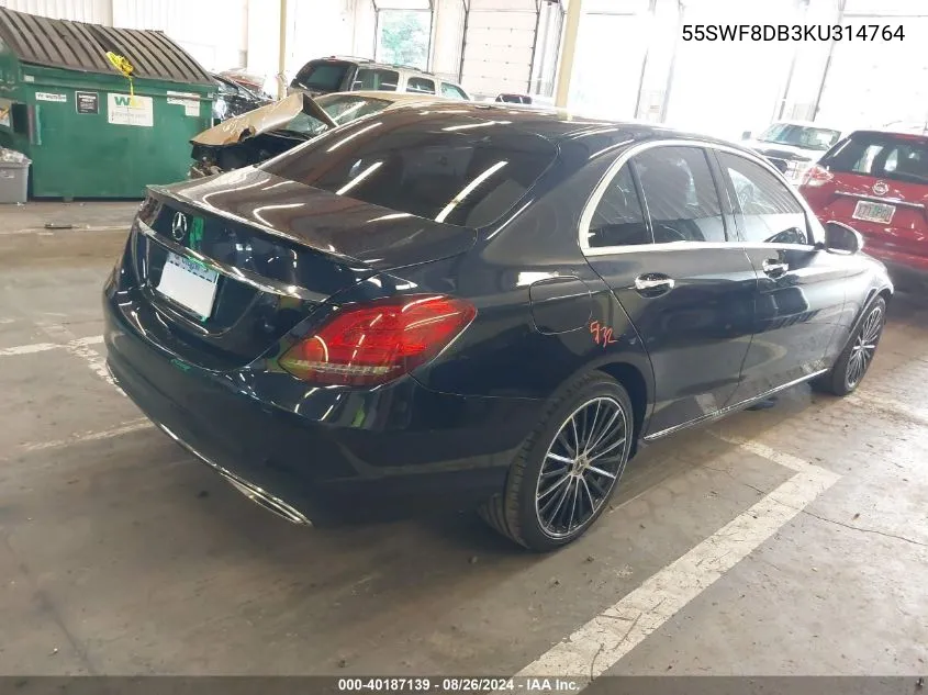 2019 Mercedes-Benz C 300 VIN: 55SWF8DB3KU314764 Lot: 40187139