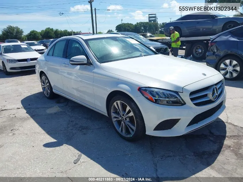 2019 Mercedes-Benz C 300 4Matic VIN: 55SWF8EB0KU302344 Lot: 40211883