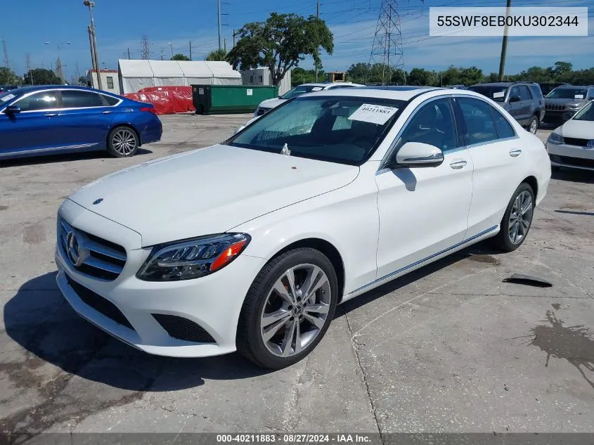 2019 Mercedes-Benz C 300 4Matic VIN: 55SWF8EB0KU302344 Lot: 40211883