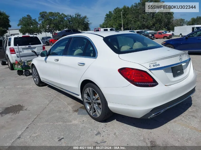 2019 Mercedes-Benz C 300 4Matic VIN: 55SWF8EB0KU302344 Lot: 40211883