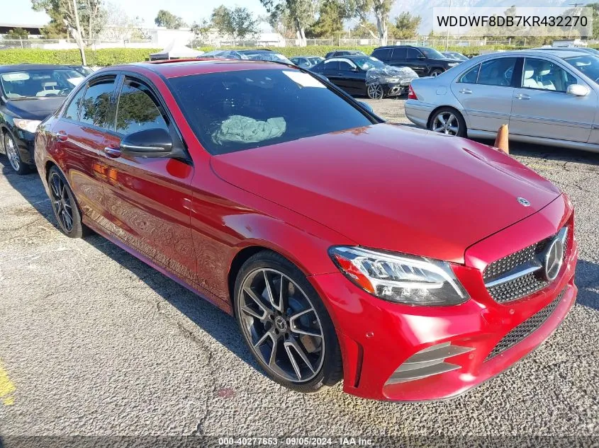 2019 Mercedes-Benz C 300 VIN: WDDWF8DB7KR432270 Lot: 40277653