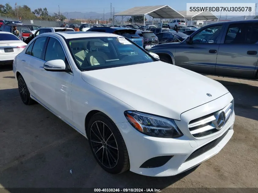 2019 Mercedes-Benz C 300 300 VIN: 55SWF8DB7KU305078 Lot: 40338246