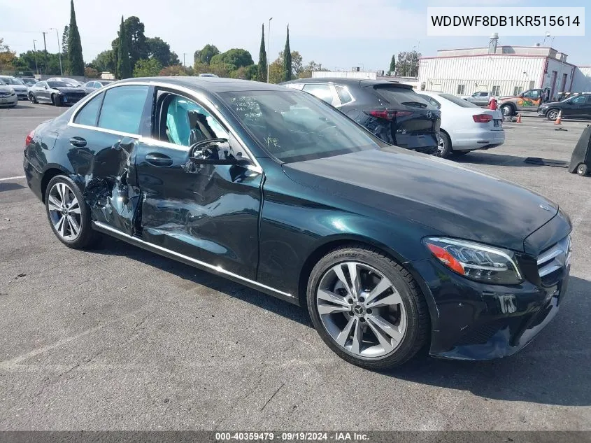 2019 Mercedes-Benz C 300 VIN: WDDWF8DB1KR515614 Lot: 40359479