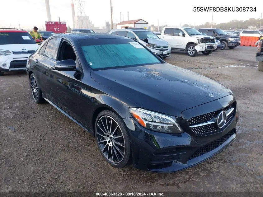 2019 Mercedes-Benz C 300 VIN: 55SWF8DB8KU308734 Lot: 40363328