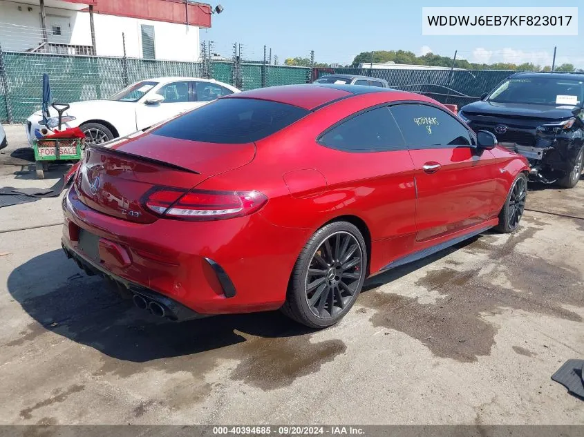 2019 Mercedes-Benz Amg C 43 4Matic VIN: WDDWJ6EB7KF823017 Lot: 40394685