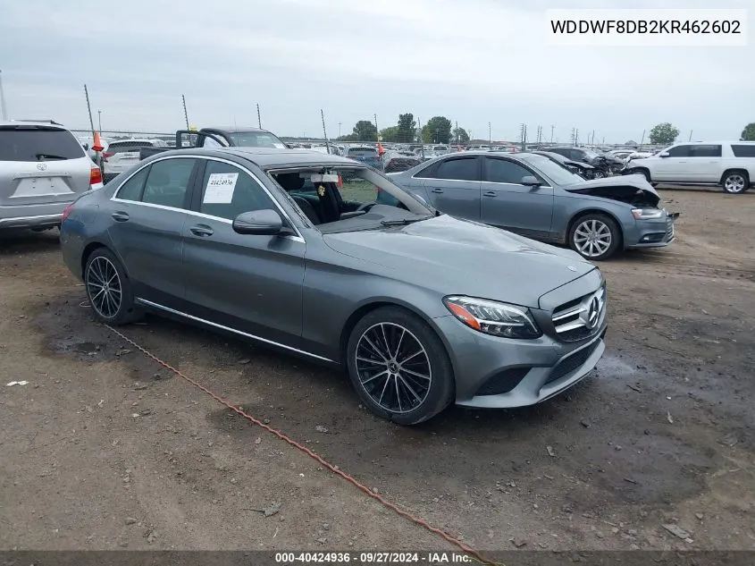 2019 Mercedes-Benz C 300 VIN: WDDWF8DB2KR462602 Lot: 40424936