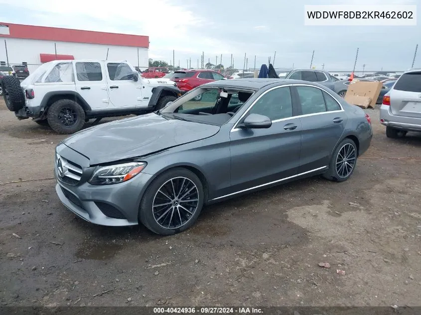 2019 Mercedes-Benz C 300 VIN: WDDWF8DB2KR462602 Lot: 40424936