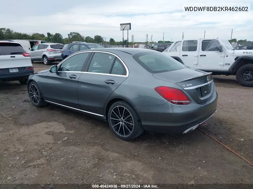 2019 Mercedes-Benz C 300 VIN: WDDWF8DB2KR462602 Lot: 40424936