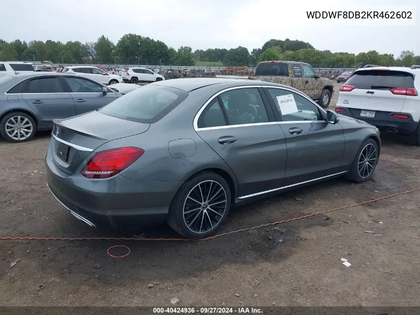 2019 Mercedes-Benz C 300 VIN: WDDWF8DB2KR462602 Lot: 40424936