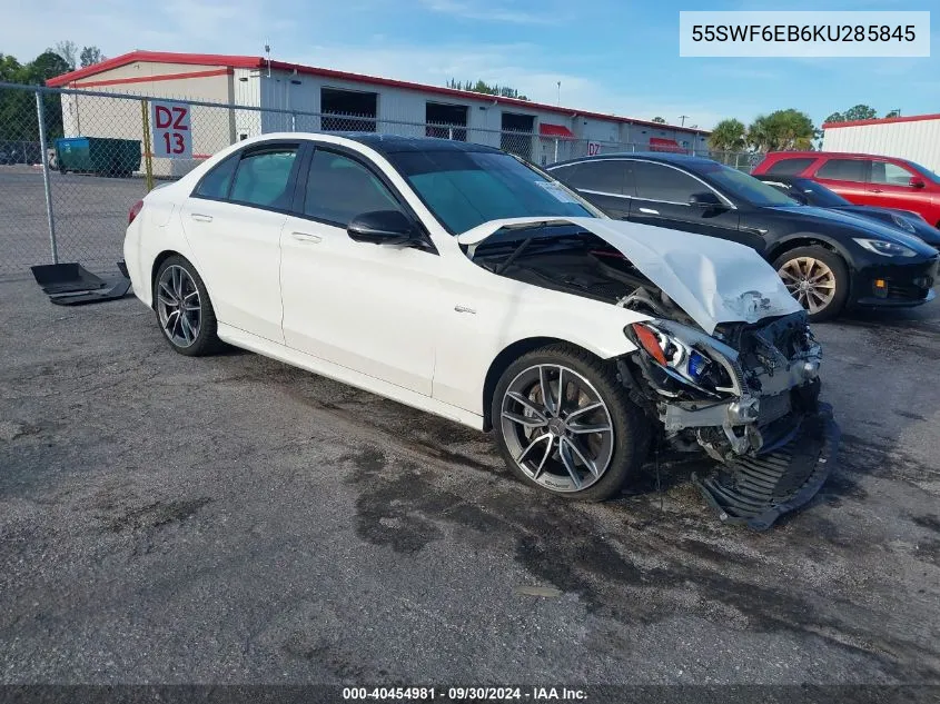 2019 Mercedes-Benz C 43 Amg VIN: 55SWF6EB6KU285845 Lot: 40454981