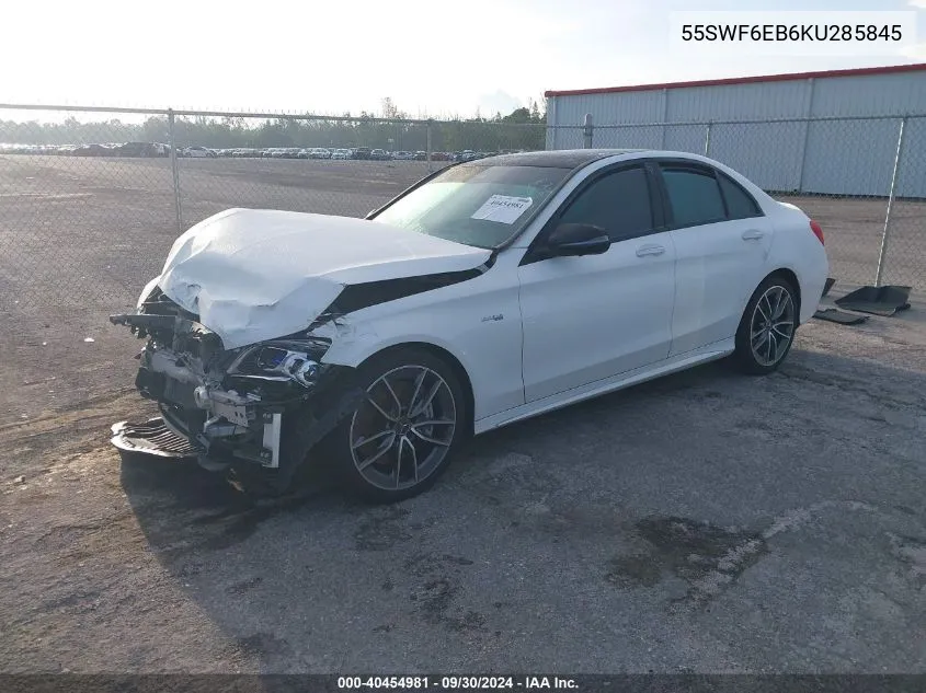 2019 Mercedes-Benz C 43 Amg VIN: 55SWF6EB6KU285845 Lot: 40454981