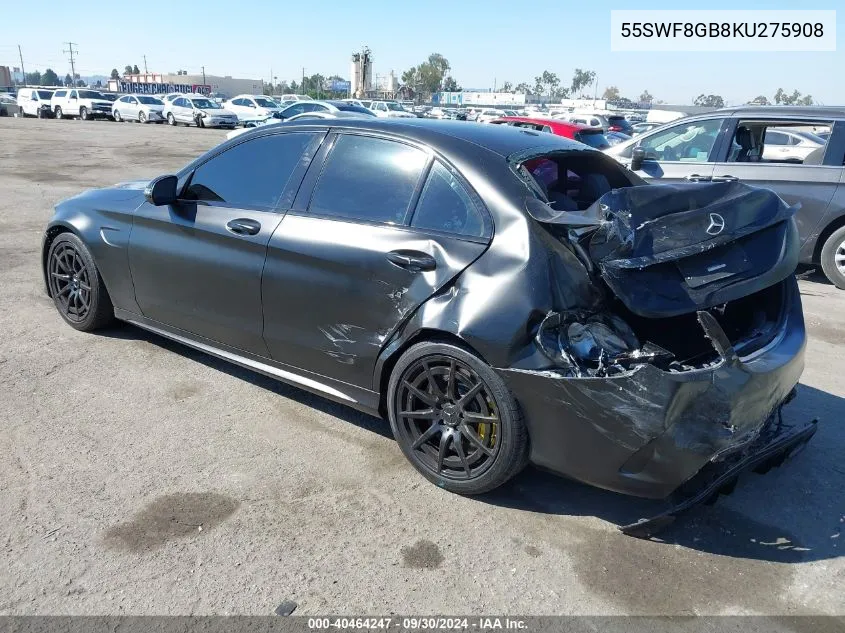 2019 Mercedes-Benz Amg C 63 63 Amg VIN: 55SWF8GB8KU275908 Lot: 40464247