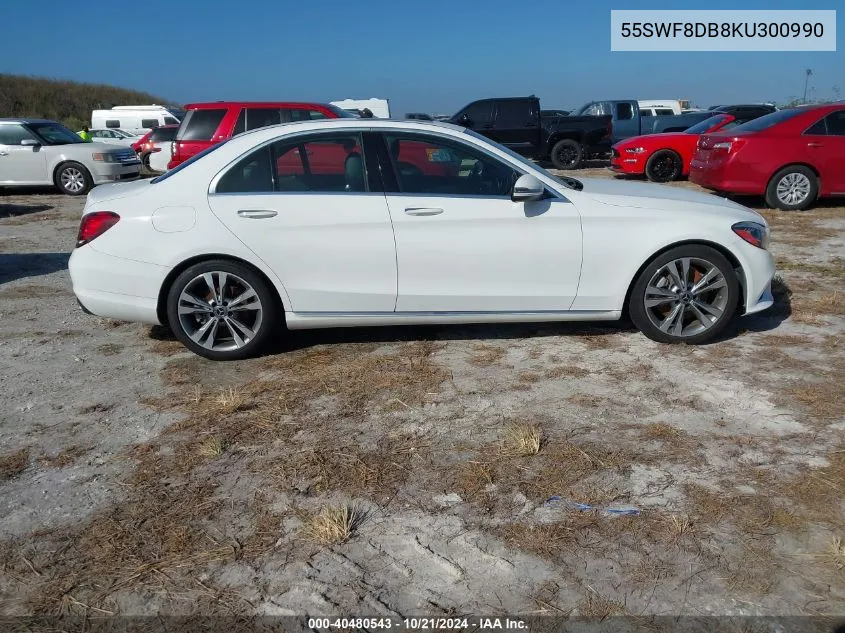 2019 Mercedes-Benz C 300 VIN: 55SWF8DB8KU300990 Lot: 40480543