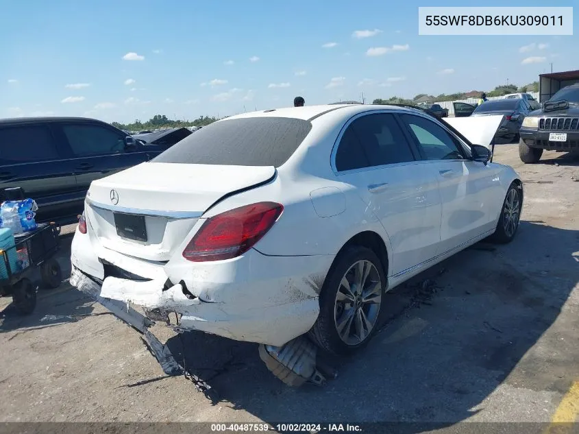 2019 Mercedes-Benz C 300 VIN: 55SWF8DB6KU309011 Lot: 40487539