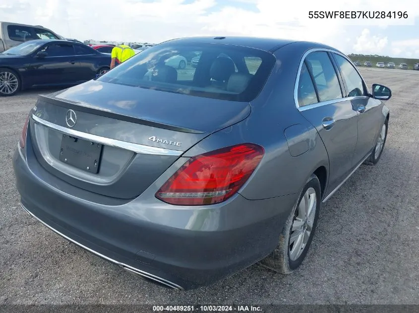 2019 Mercedes-Benz C 300 300 4Matic VIN: 55SWF8EB7KU284196 Lot: 40489251