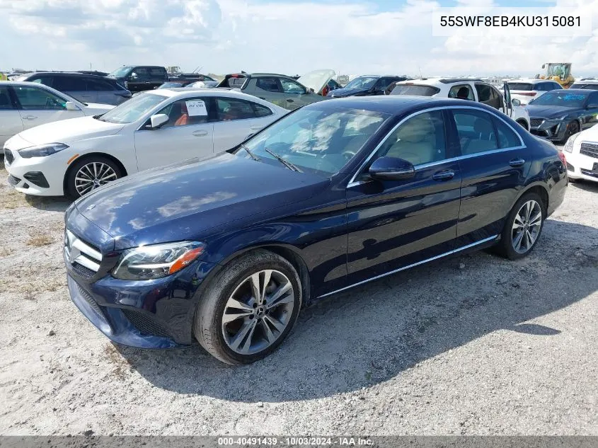 2019 Mercedes-Benz C 300 4Matic VIN: 55SWF8EB4KU315081 Lot: 40491439