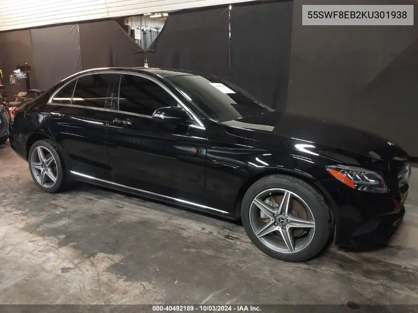 2019 Mercedes-Benz C 300 4Matic VIN: 55SWF8EB2KU301938 Lot: 40492189