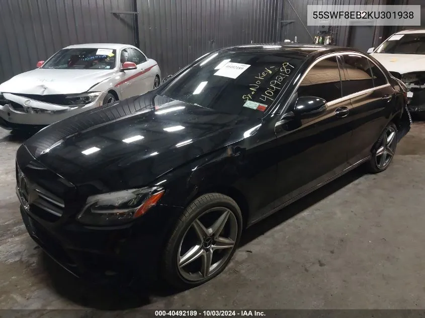 2019 Mercedes-Benz C 300 4Matic VIN: 55SWF8EB2KU301938 Lot: 40492189