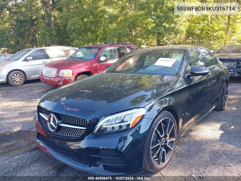 2019 Mercedes-Benz C 300 VIN: 55SWF8DB9KU316714 Lot: 40506475