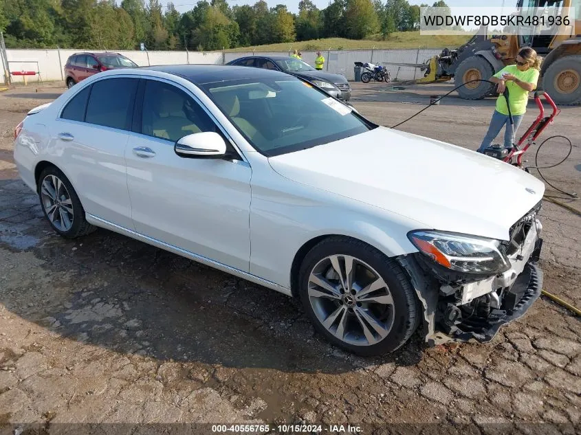 2019 Mercedes-Benz C 300 VIN: WDDWF8DB5KR481936 Lot: 40556765