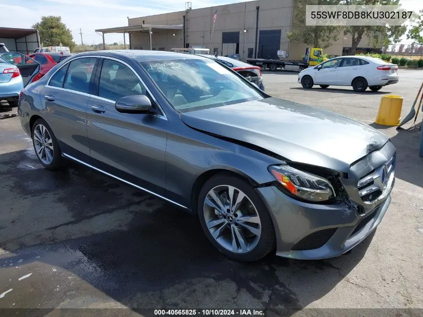 2019 Mercedes-Benz C 300 VIN: 55SWF8DB8KU302187 Lot: 40565825