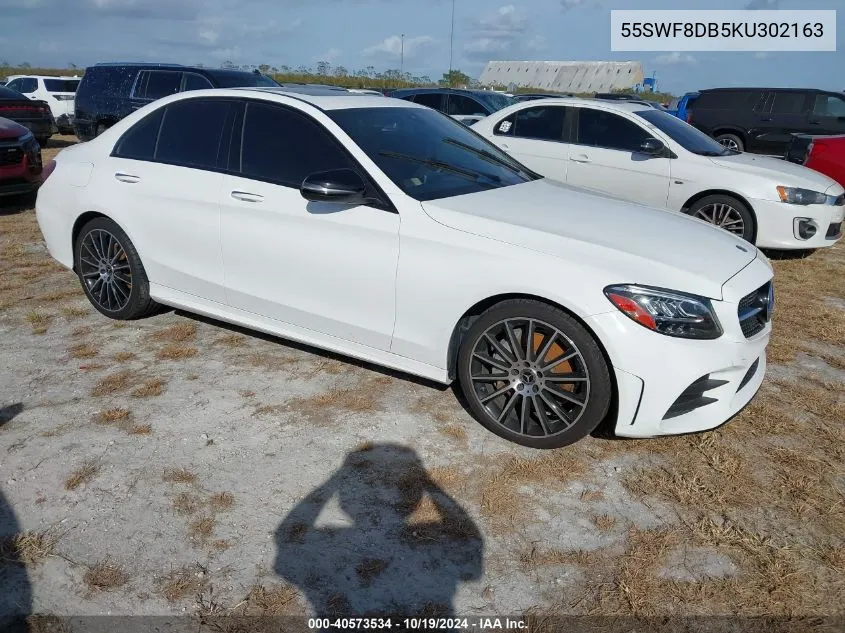 2019 Mercedes-Benz C 300 VIN: 55SWF8DB5KU302163 Lot: 40573534