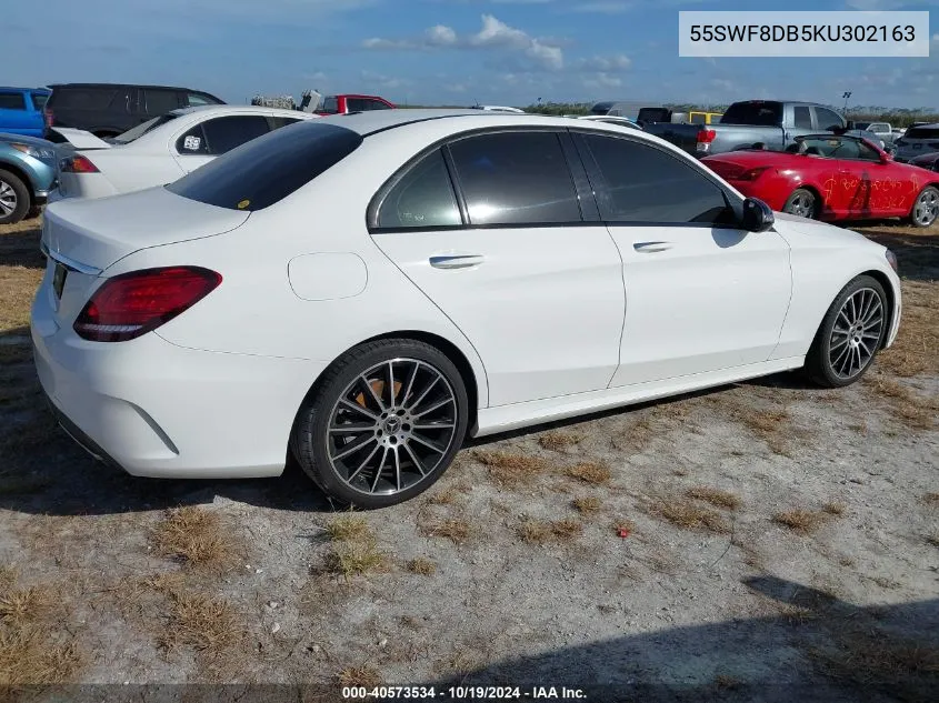 2019 Mercedes-Benz C 300 VIN: 55SWF8DB5KU302163 Lot: 40573534