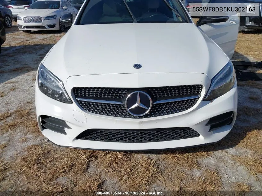 2019 Mercedes-Benz C 300 VIN: 55SWF8DB5KU302163 Lot: 40573534