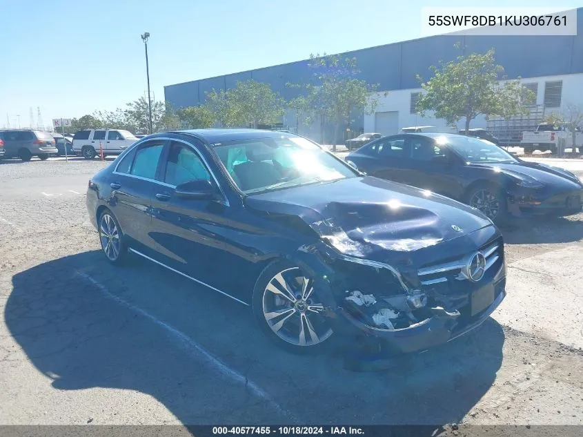 2019 Mercedes-Benz C 300 VIN: 55SWF8DB1KU306761 Lot: 40577455