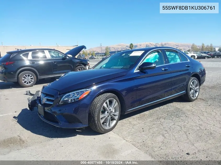 2019 Mercedes-Benz C 300 VIN: 55SWF8DB1KU306761 Lot: 40577455