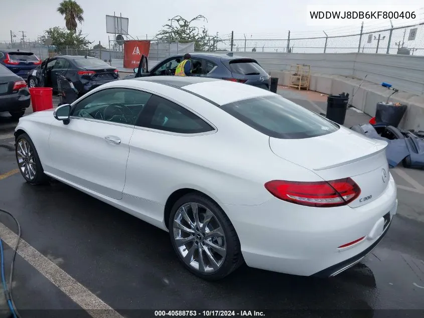 2019 Mercedes-Benz C 300 VIN: WDDWJ8DB6KF800406 Lot: 40588753