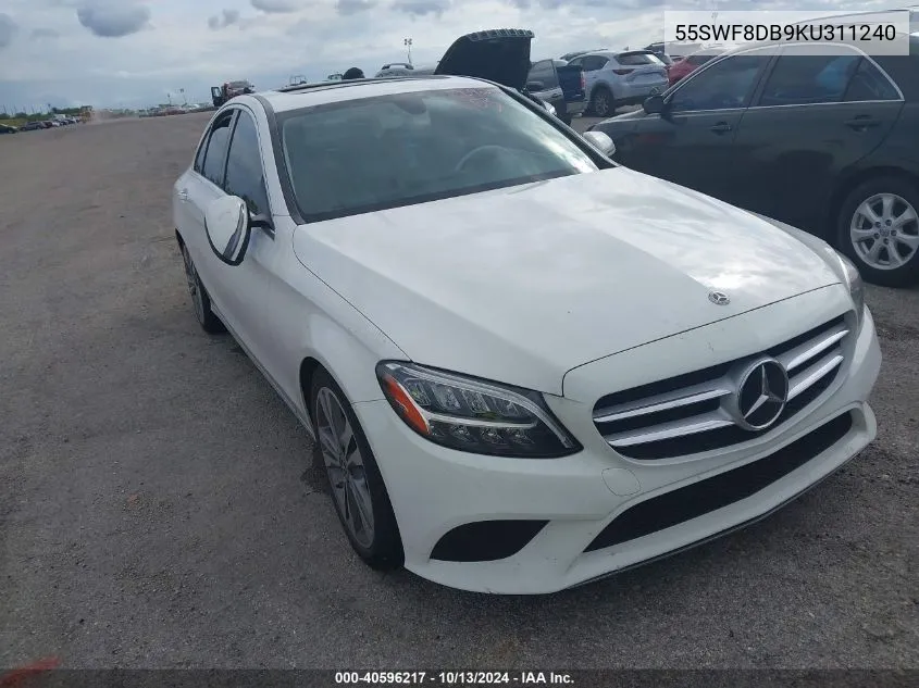 2019 Mercedes-Benz C 300 VIN: 55SWF8DB9KU311240 Lot: 40596217