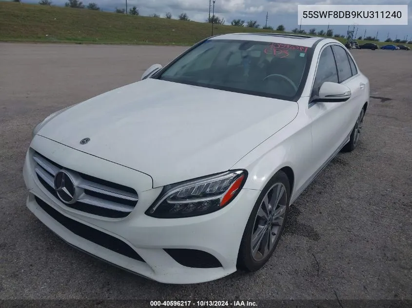 2019 Mercedes-Benz C 300 VIN: 55SWF8DB9KU311240 Lot: 40596217