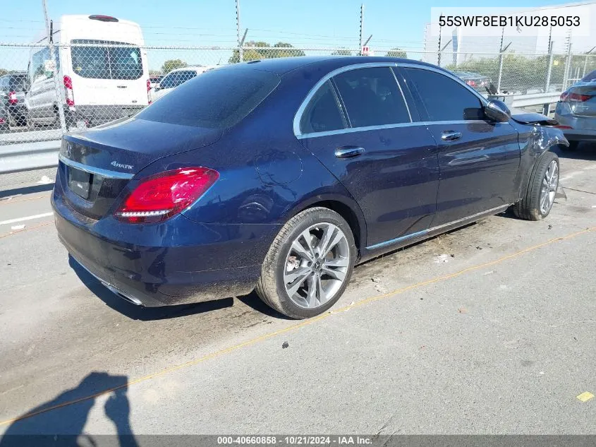 2019 Mercedes-Benz C 300 4Matic VIN: 55SWF8EB1KU285053 Lot: 40660858