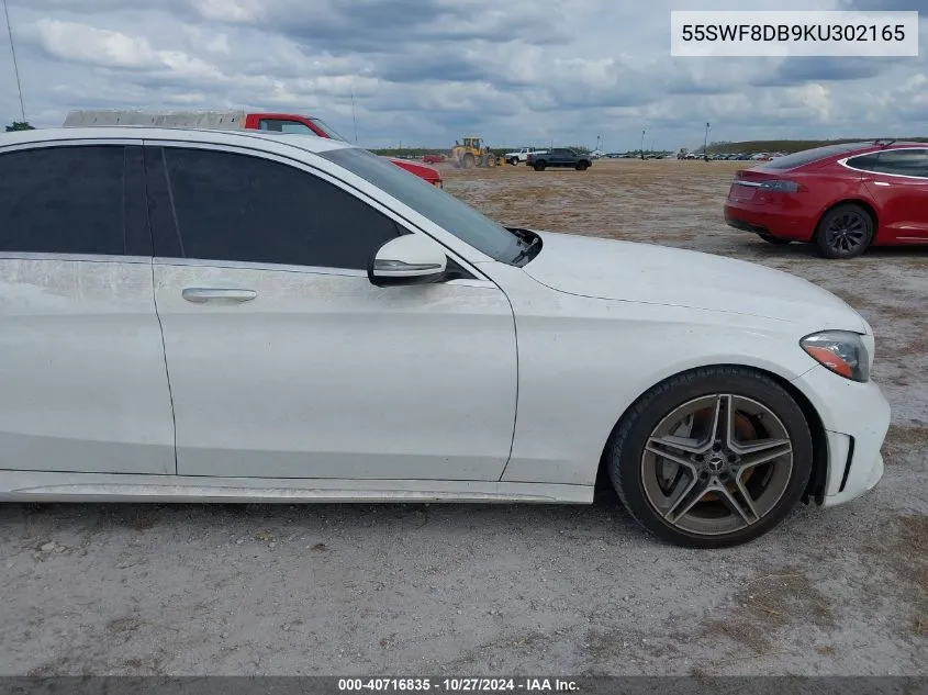 2019 Mercedes-Benz C 300 VIN: 55SWF8DB9KU302165 Lot: 40716835