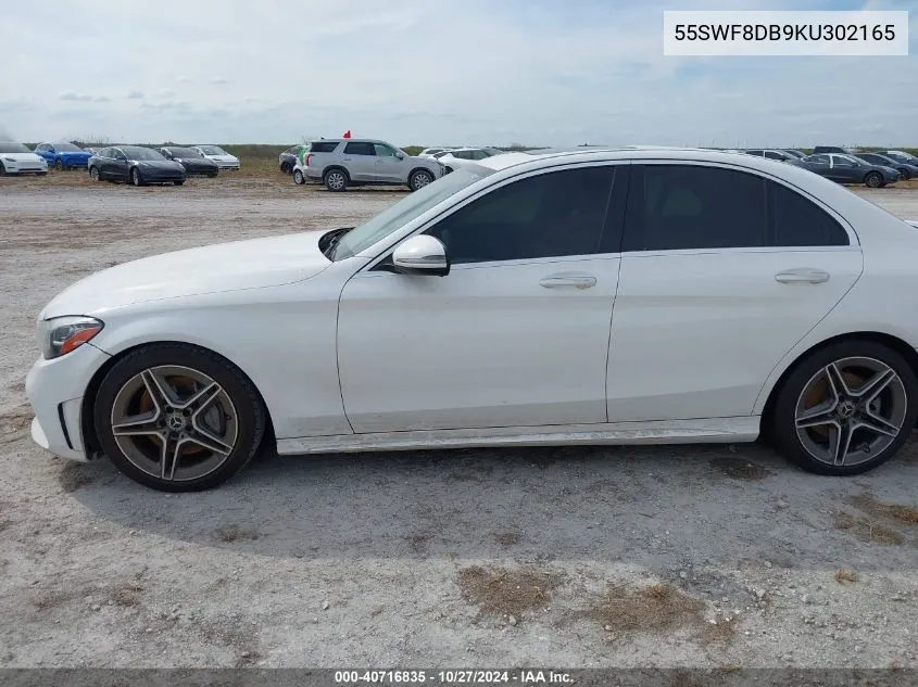 2019 Mercedes-Benz C 300 VIN: 55SWF8DB9KU302165 Lot: 40716835