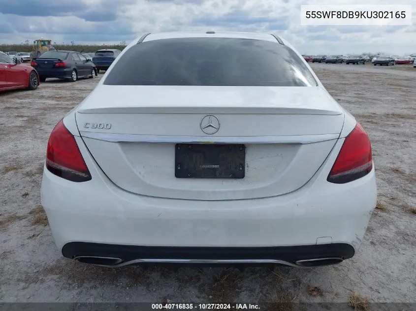 2019 Mercedes-Benz C 300 VIN: 55SWF8DB9KU302165 Lot: 40716835