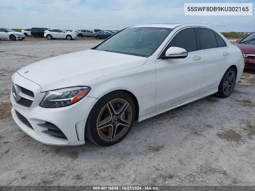 2019 Mercedes-Benz C 300 VIN: 55SWF8DB9KU302165 Lot: 40716835