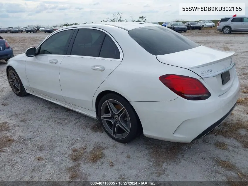 2019 Mercedes-Benz C 300 VIN: 55SWF8DB9KU302165 Lot: 40716835