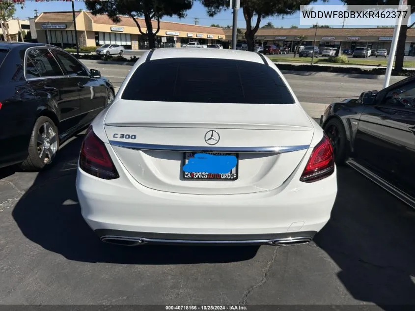 2019 Mercedes-Benz C 300 VIN: WDDWF8DBXKR462377 Lot: 40718166