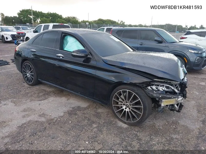 2019 Mercedes-Benz C 300 VIN: WDDWF8DB1KR481593 Lot: 40734563