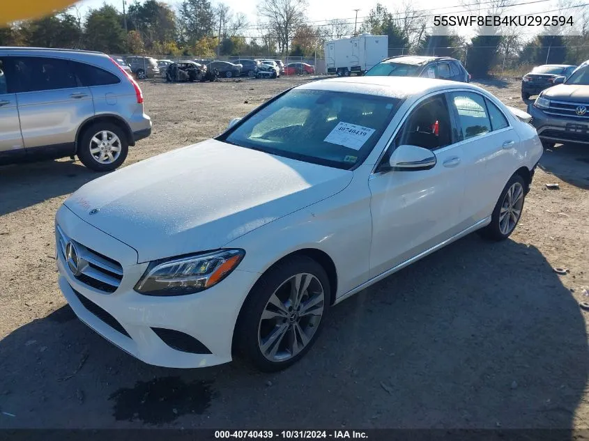 2019 Mercedes-Benz C 300 4Matic VIN: 55SWF8EB4KU292594 Lot: 40740439