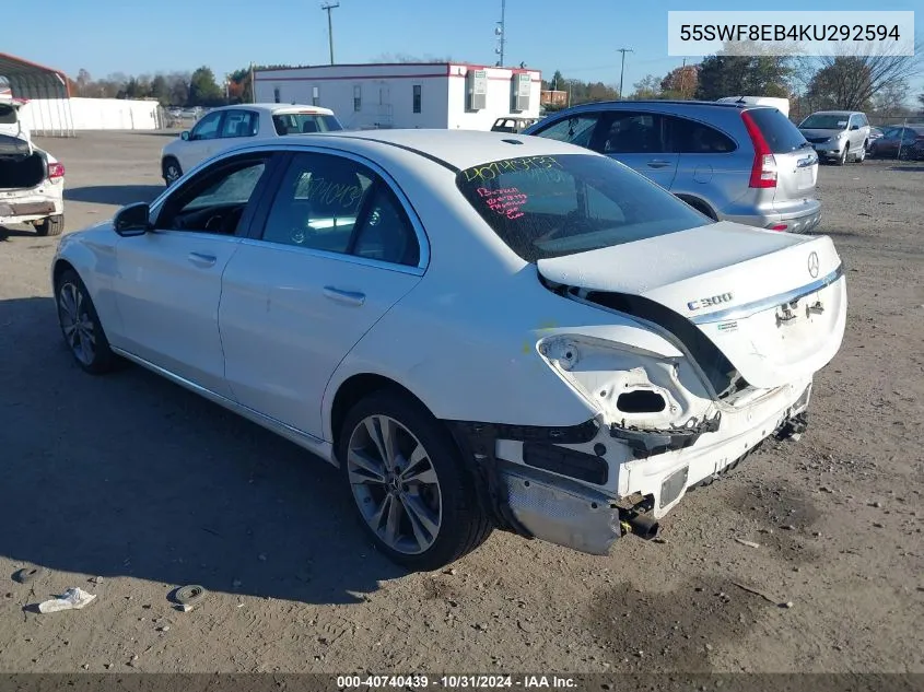 2019 Mercedes-Benz C 300 4Matic VIN: 55SWF8EB4KU292594 Lot: 40740439