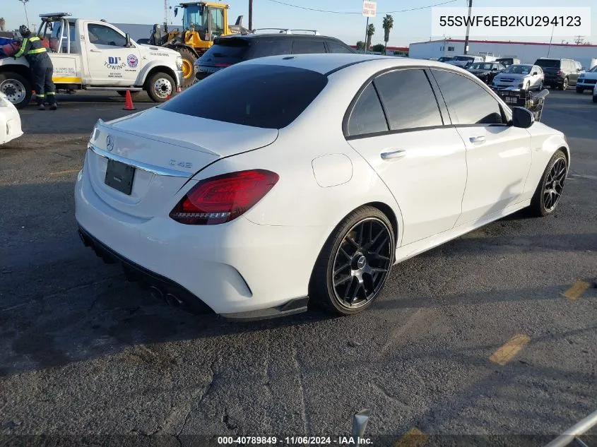 2019 Mercedes-Benz Amg C 43 4Matic VIN: 55SWF6EB2KU294123 Lot: 40789849