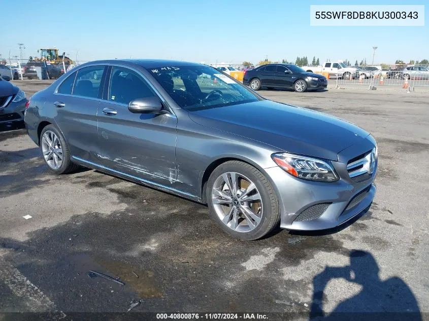 2019 Mercedes-Benz C 300 VIN: 55SWF8DB8KU300343 Lot: 40800876