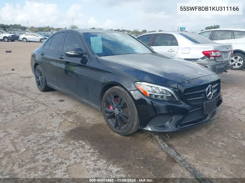 2019 Mercedes-Benz C 300 VIN: 55SWF8DB1KU311166 Lot: 40803465